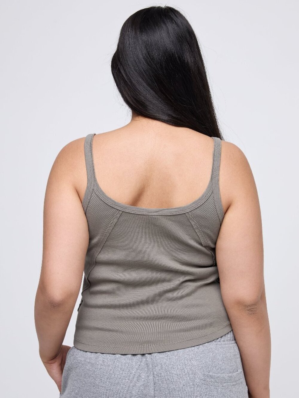 KASICS Taupe Cotton Baby Rib Racerback Tank, Size M - Picture 3 of 10